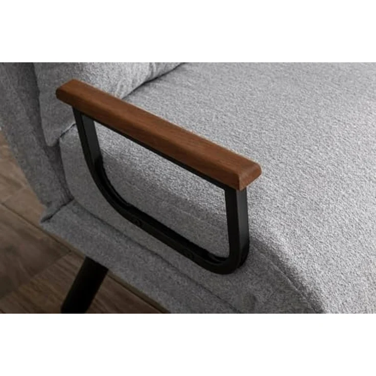 Dmora Poltrona Quaoar, Seduta imbottita, Divano singolo da salotto, Sedia Con braccioli, 60x78 h78 cm, Grigio chiaro – Bild 5