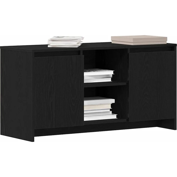 vidaXL TV-Schränk Schwarz Eichen-Optik 102 x 37,5 x 52,5 cm 862707 – Bild 2