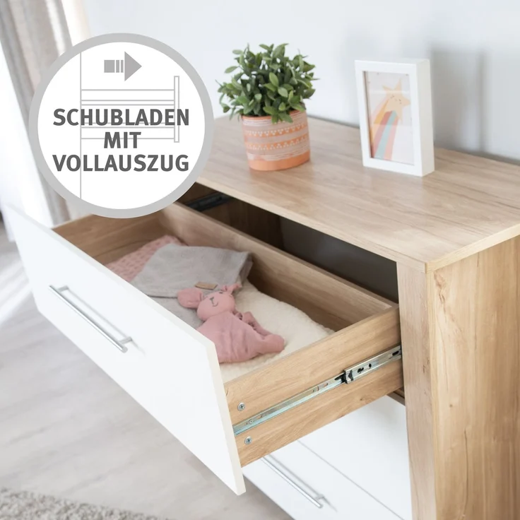 roba Wickelkommode 'Malo' breit - inkl. Wickelansatz - 3 Schubladen - Weiß – Bild 7