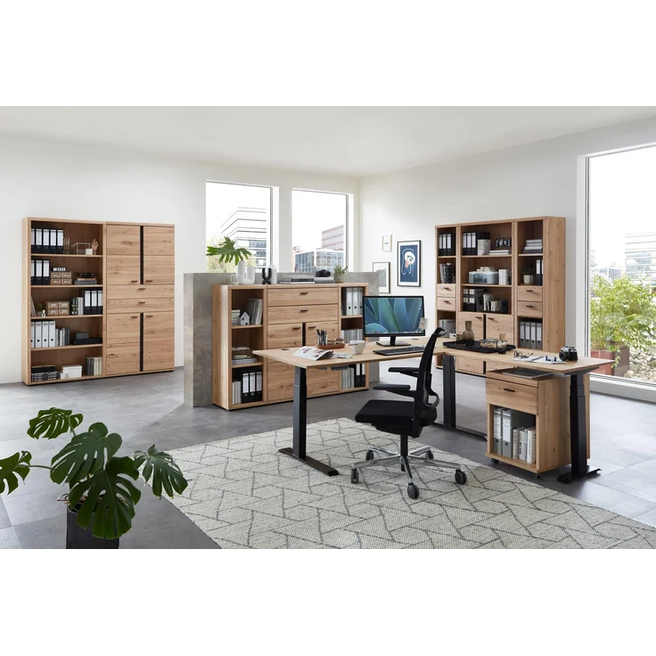 Büroschrank Sonos, Echtholz, Holzwerkstoff, Metall, Holzfarben, 90 x 203 x 38 cm – Bild 4