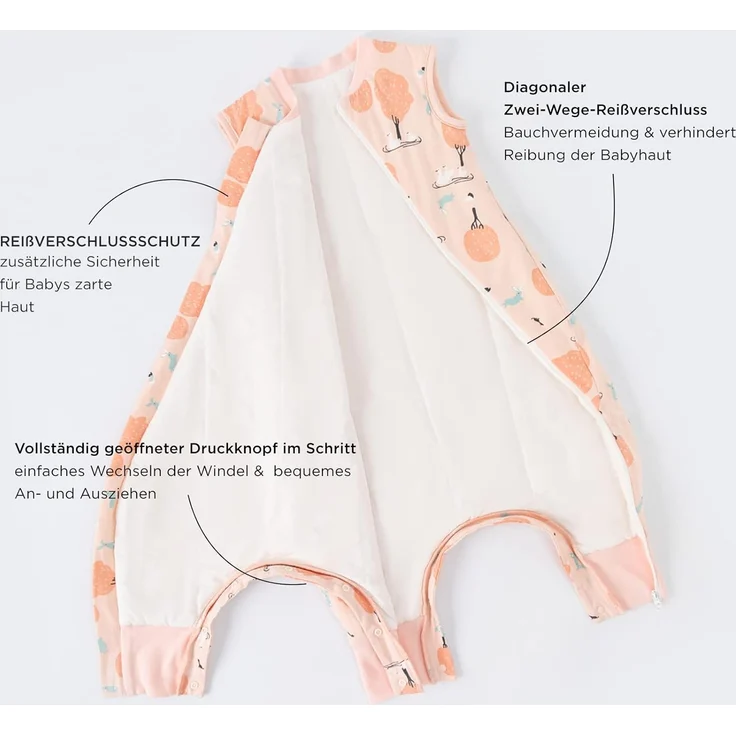 Duomiaomiao Baby Schlafsack, 1x Ganzjahresschlafsack, 2.5tog-rosa Wald, 85cm / Babygröße 90-100cm, 100% Baumwolle – Bild 7