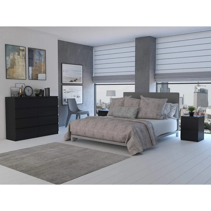 ibonto HOCHKOMMODE Schwarz 40x120x97cm (H 97 x T 40 x B 120 cm) – Bild 2
