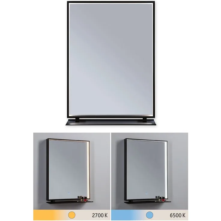 Paulmann 71093 LED Leuchtspiegel Miro IP44 Tunable White Schwarz 62x45cm 3000K