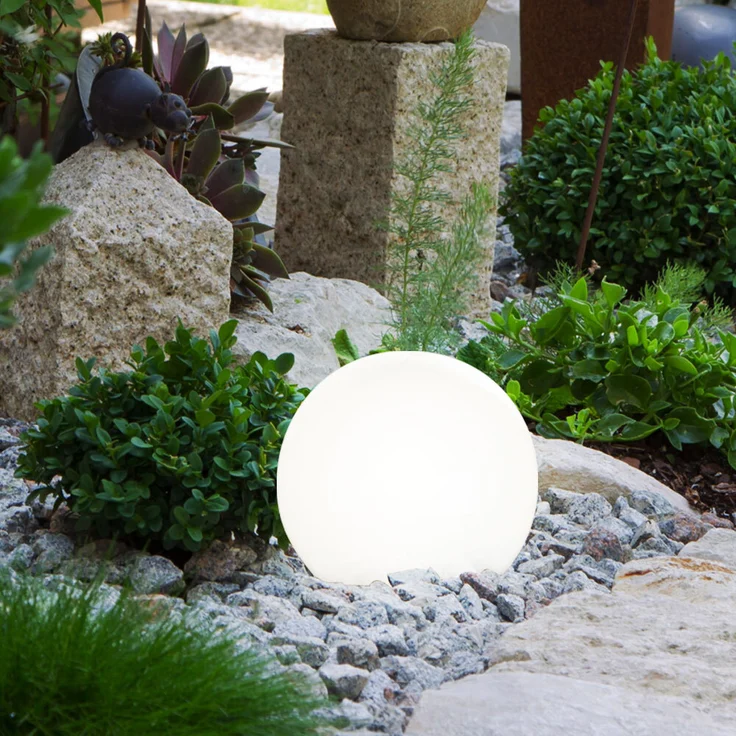 4er Set LED Solarkugel weiß, Erdspieß, DxH 10x38 cm – Bild 7