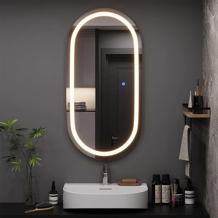Badezimmerspiegel Miral Glas 100 x 50 cm mit Frontlight Beleuchtung Vicco – Bild 1
