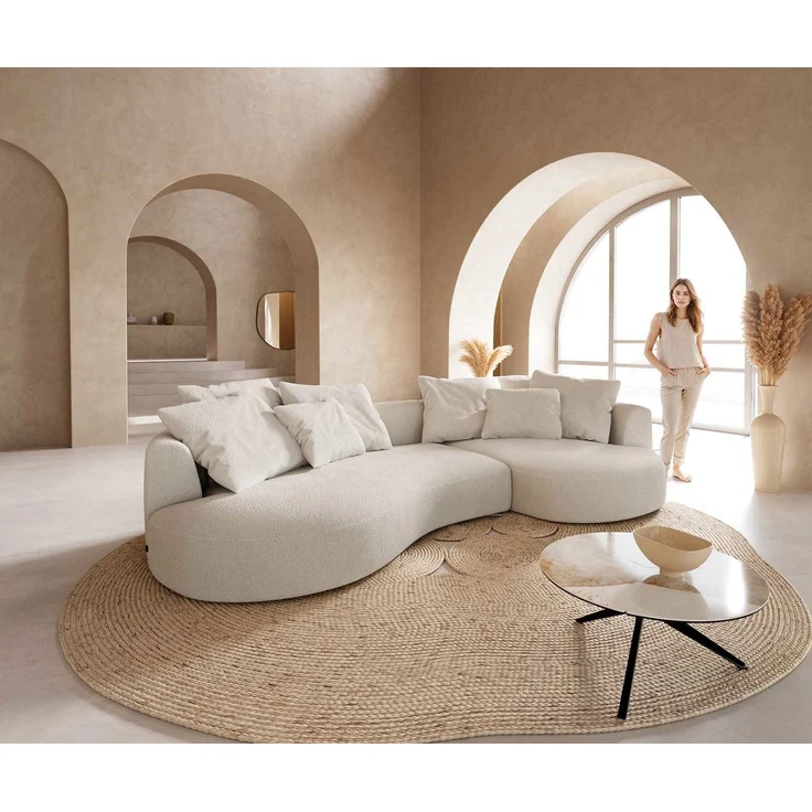 Sofa Edina 330x170 cm Bouclé Creme-Weiß – Bild 1