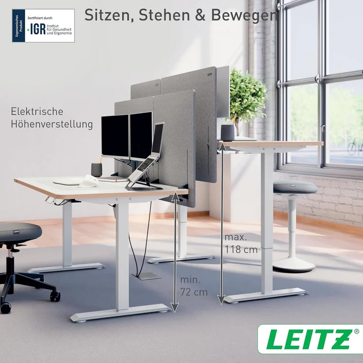 Leitz Ergo Schreibtisch 140x80 cm elekt. höhenverstellbar Erinnerungsf – Bild 3