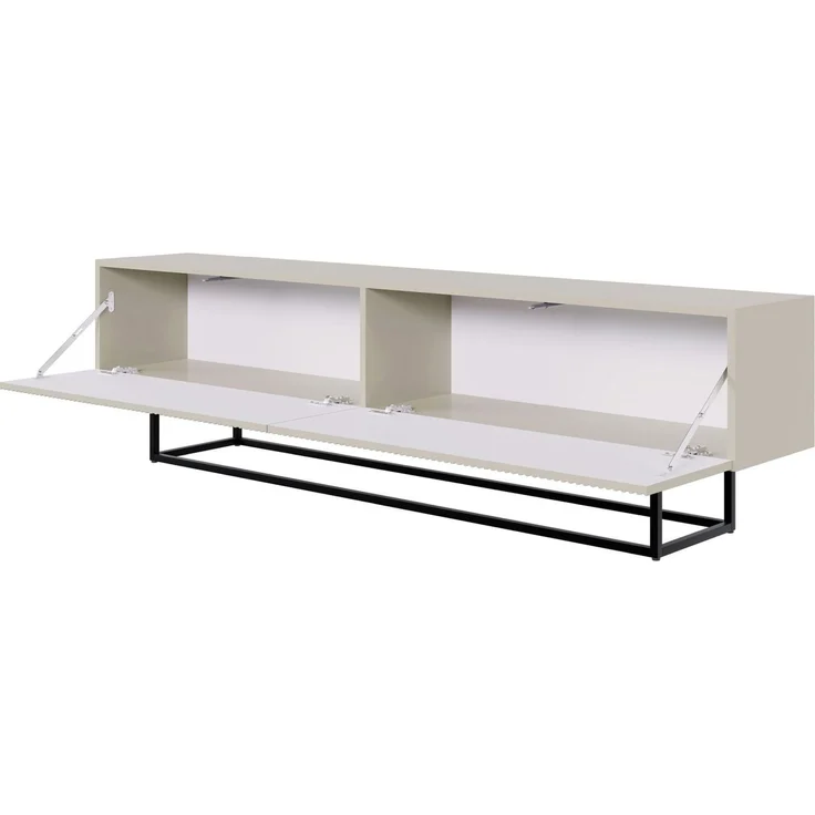 Selsey 'Veldio' TV-Lowboard 2-türig, greige mit schwarzem Metallgestell, ca. 46 x 175 x 32 cm – Bild 4
