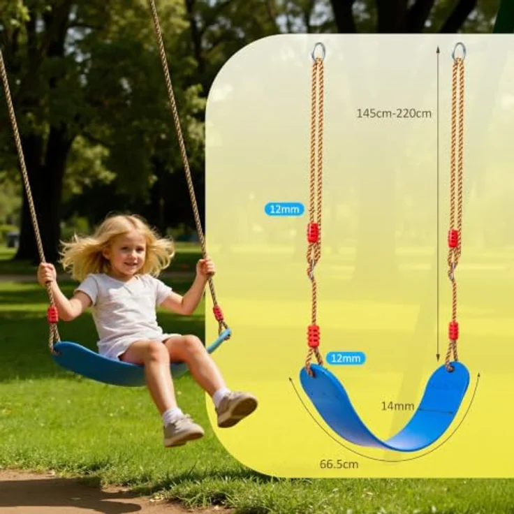 EXTSUD Schaukel Outdoor, Elastischer Kinderschaukel Eva weichen Bord U-Schaukel Brettschaukel Schaukelsitz Schaukelbrett Garten Spielzeug Kinder, Blau – Bild 3