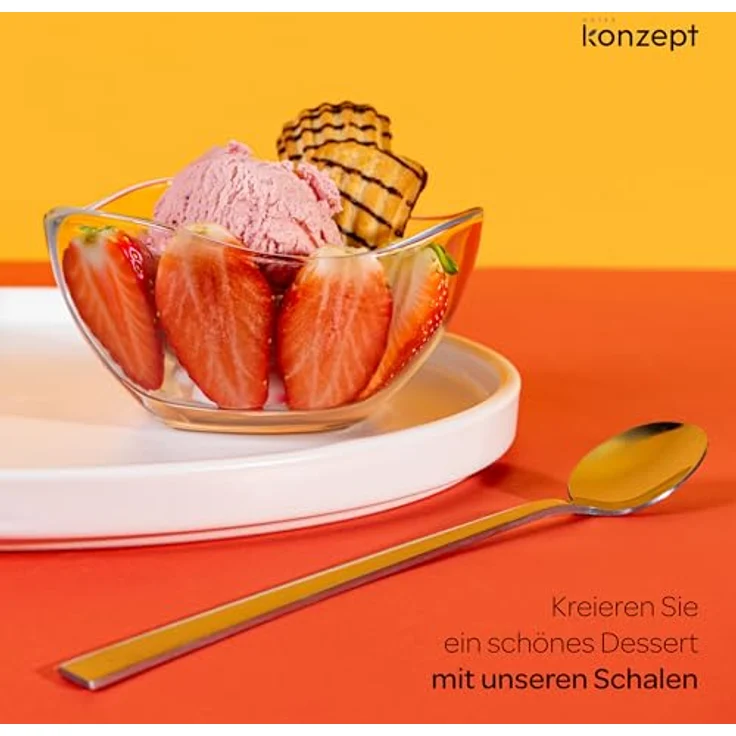 KONZEPT Salatschüssel Glas klein 6/12er Set – 310 ml, stapelbare, Salatschälchen, (12-tlg), ideal als Müslischalen, Servierschalen, Snackschalen, Dessertschalen – Bild 4