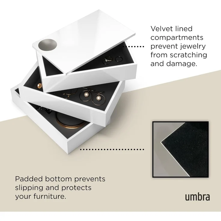 Umbra Spindel Schmuckkästchen, einzigartige Aufbewahrungsbox für Accessoires mit weißer Hochglanzlackierung – Bild 6