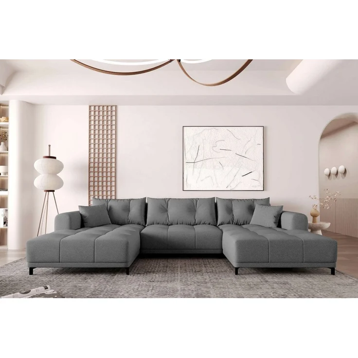 99rooms Massimo Wohnlandschaft Strukturstoff NEVE Anthrazit mit Schlaffunktion – Bild 5