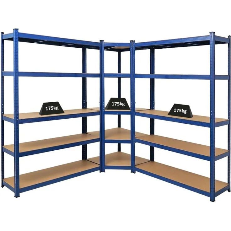PROREGAL Mega Deal Eckregal Ragnar 1x: 180 x 70 x 40 cm | 2X: 180 x 120 x 40 cm Blau Fachlast 175kg, Kellerregal, Steckregal, Garagenregal, Lagerregal – Bild 1