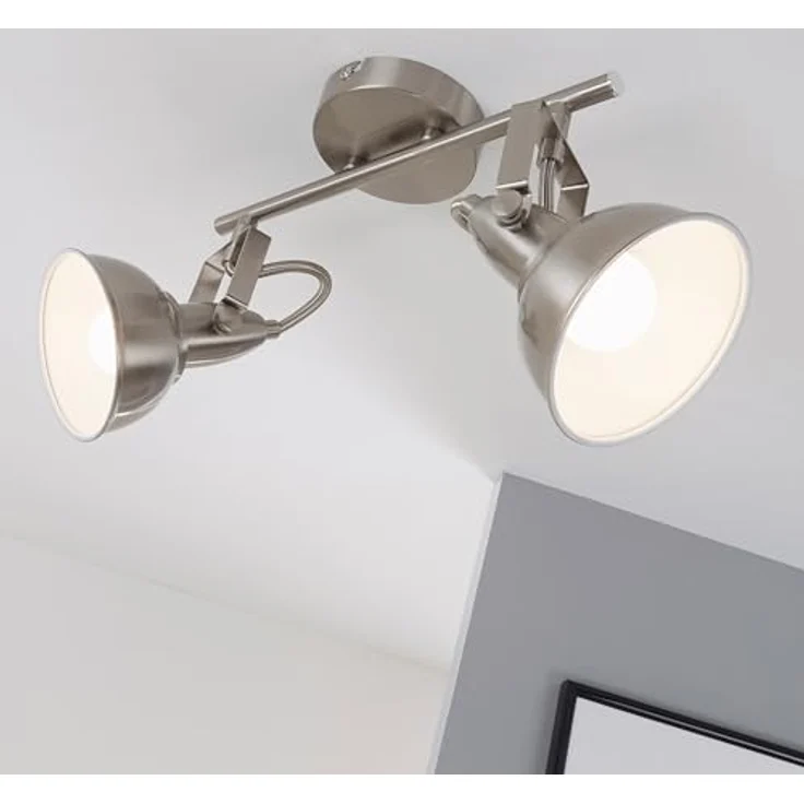 BRILONER - Deckenleuchte, Deckenlampe mit 2 dreh-und schwenkbaren Spots im retro / vintage Design, Metall, E14, Satin-Weiß, 30.4 x 10 x 18.1 cm – Bild 4