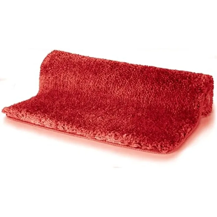 Spirella Badteppich Badematte Duschvorleger Mikrofaser Hochflor | flauschig | rutschhemmend | geeignet für Fußbodenheizung | 60x90 cm | Rot
