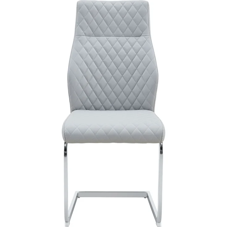 Esszimmerstuhl im Rautenmuster, PU-Lederoptik, 2er-Set, H 100 x T 43 x B 63 cm, hellgrau/silber – Bild 9