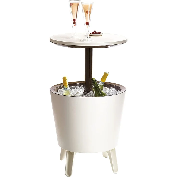 Keter 17186745 Café- und Loungetisch Cool Bar, Kunststoff, beige/braun, ausziehbar – Bild 1