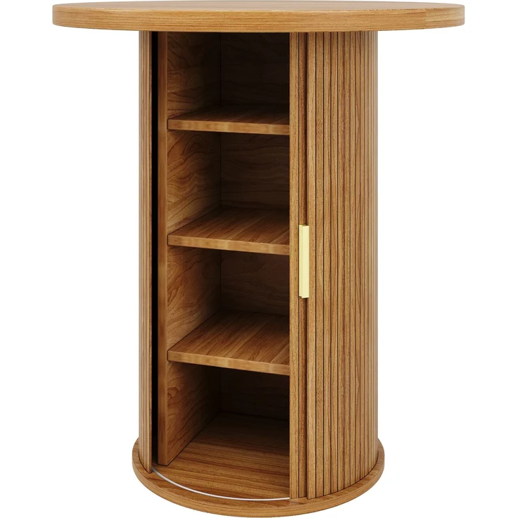 ZUBALIYA Runder Bartisch Ø 60 cm, mit Stauraum, MDF/Metall, Holzfarben – Bild 13