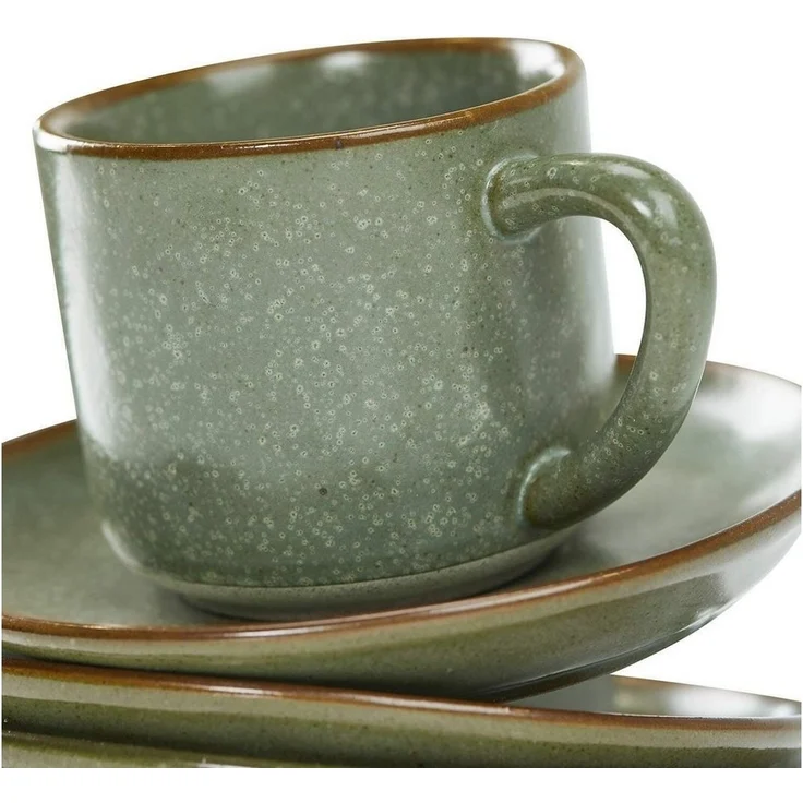 Mirabeau Geschirr-Set Tasse mit Untertasse 6er Set Biarré türkis/braun, Steinzeug – Bild 3