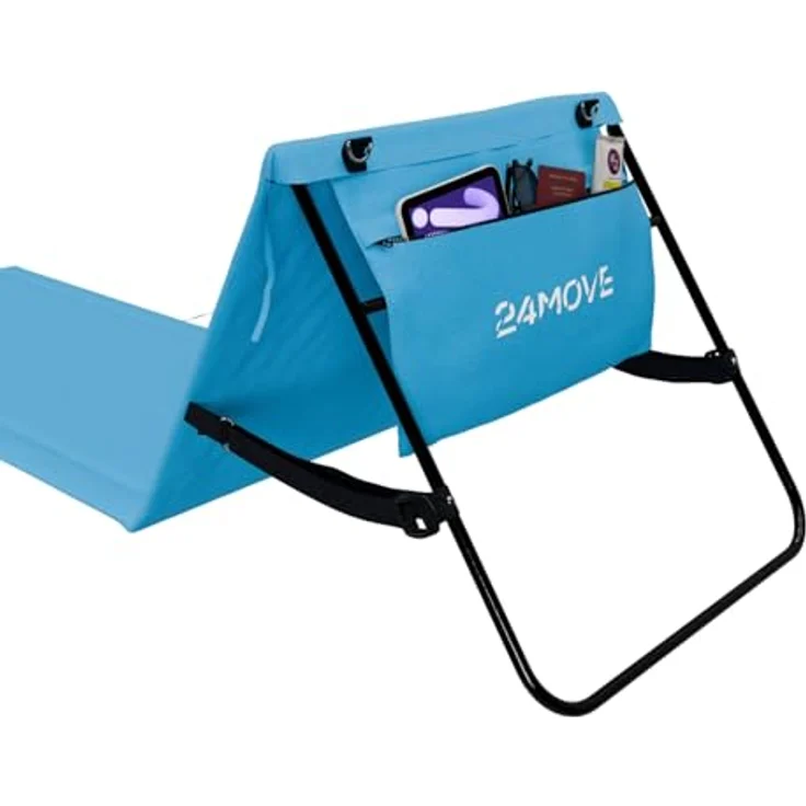 24Move Strandtuch, Strandmatte, Klappbare Campingliege, Tragetasche, (für Urlaub oder Garten), faktbar zur Tasche und Gurt, 1er, blau, Strandtuch – Bild 9