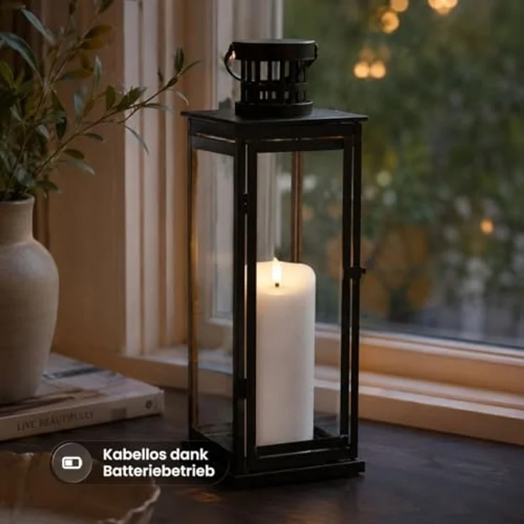 Große LED Outdoor-Kerze ,Flamme', Batterie und Timer, flackernd, warmweiß, 18cm – Bild 7