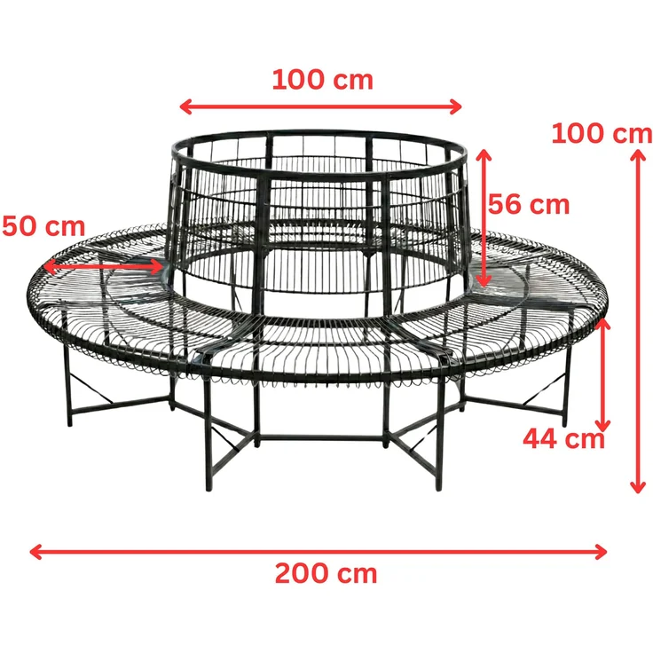 DanDiBo Baumbank Rund Wetterfest Metall D-200cm 96723 Gartenbank Rundbank Sitzbank Bank Schmiedeeisen Parkbank – Bild 3