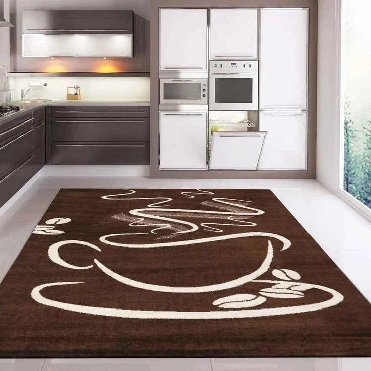 Vimoda Küchenläufer Kaffee Tasse Muster in Braun, Rechteckig, Höhe: 5 mm, Cappuccino,Kaffee, Tasse, Küche, Esszimmer, Flur – Bild 3