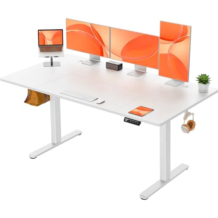 ErGear Elektrisch Höhenverstellbarer Schreibtisch 160x80 cm, Schreibtisch Höhenverstellbar mit 4 Memory-Funktion, Gaming Tisch mit Vierteilige Tischplatte – Bild 2