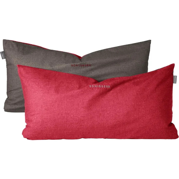 Schiesser Kissenhüllen, 2 Stück, Wendeoptik, Made in Green, Baumwolle in Renforcé-Qualität, 40x80 cm, Rot