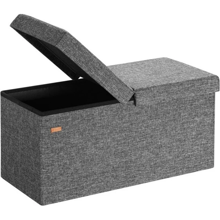 Sitztruhe faltbar Aufbewahrungsbox Truhenbank Sitzbank Sitzhocker Truhe Bank grau – Bild 4