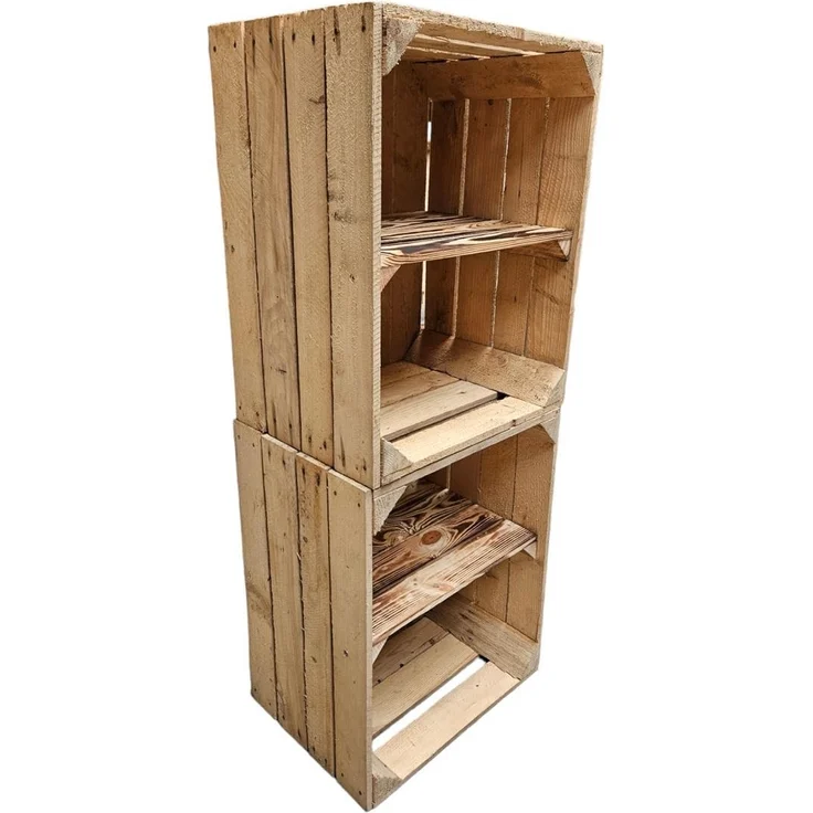 Obstkiste Vintage Natur mit Zwischenbrett 50 x 40 x 30cm – Bild 5