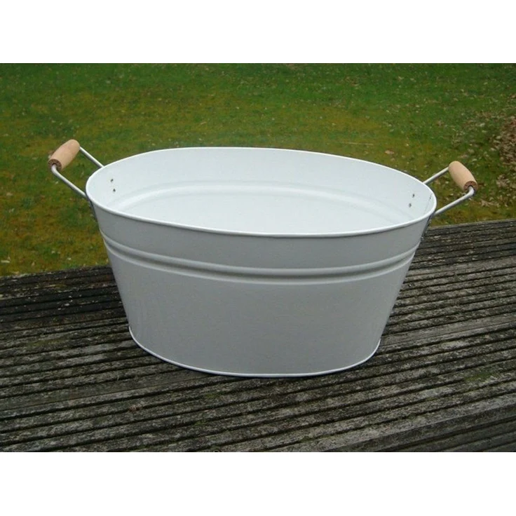 Deko-Impression Pflanzschale Eisenwanne, Pflanztopf, Zinkbottich, Pflanzschale 39 x 26 weiss (1 St) – Bild 2