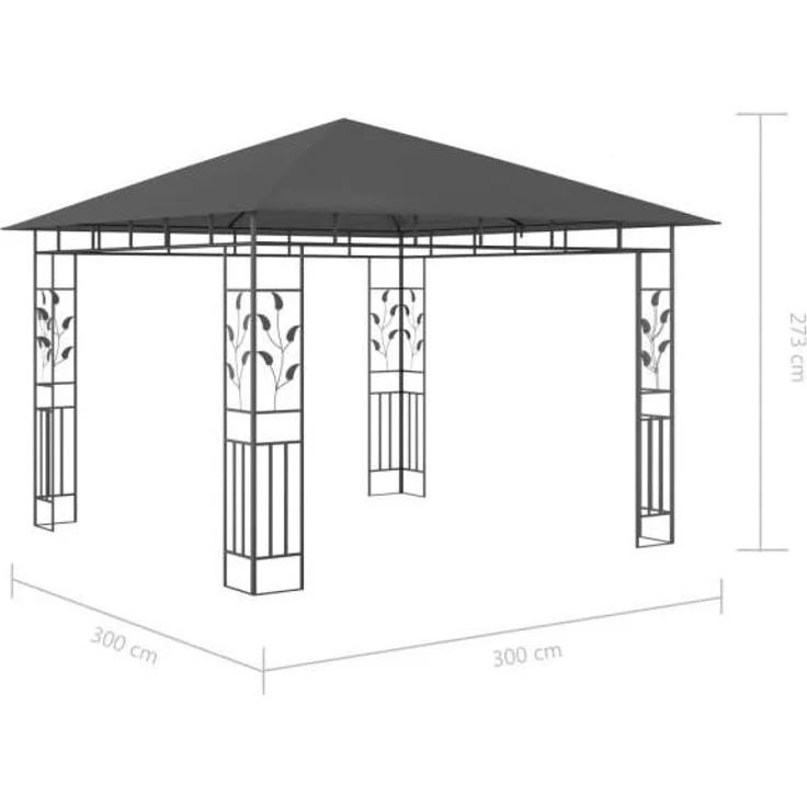 vidaXL Pavillon mit Moskitonetz & LED-Lichterkette 3x3x2,73m Anthrazit 3070316 – Bild 8