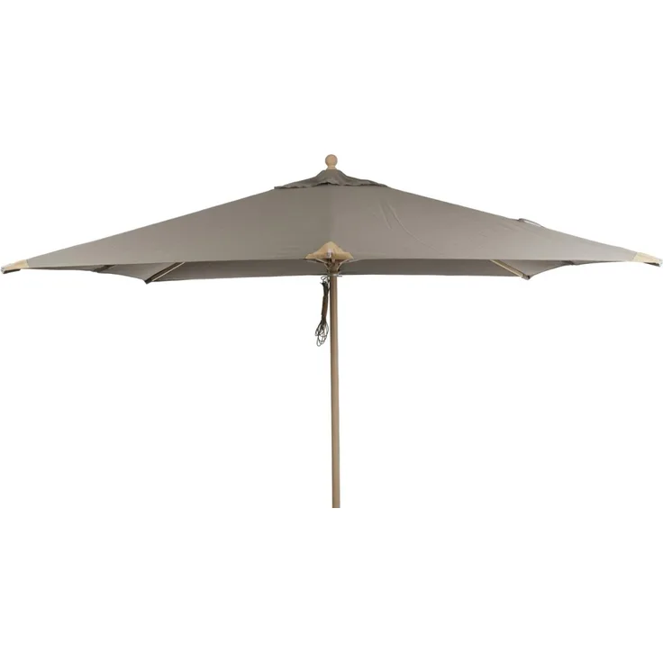 Sonnenschirm Como aus Buchenholz und Polyester, modern skandinavisch, taupe, 3x3 m, für Outdoor