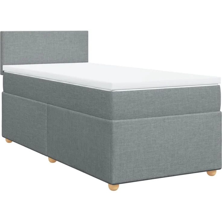 vidaXL Boxspringbett mit Matratze Hellgrau 90x190 cm Stoff 3288828 – Bild 3