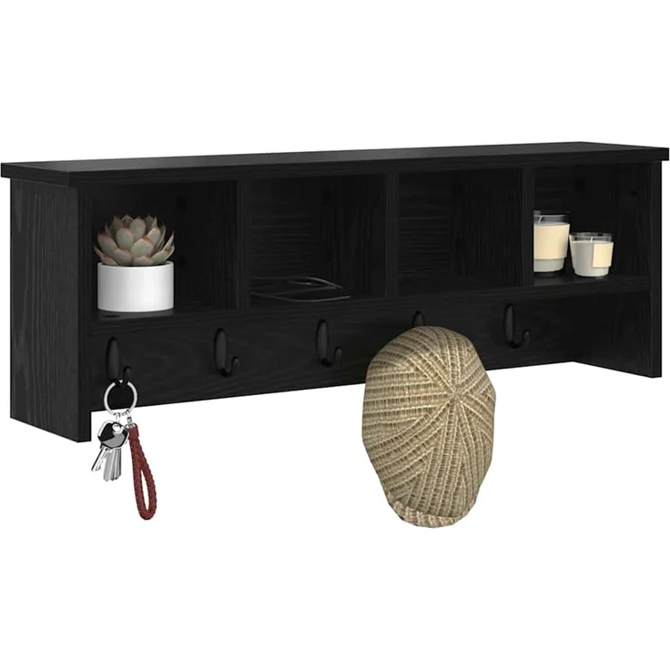 vidaXL Wandmontierter nachttisch Schwarz Eichen-Optik 75 x 16 x 26 cm 874316 – Bild 3