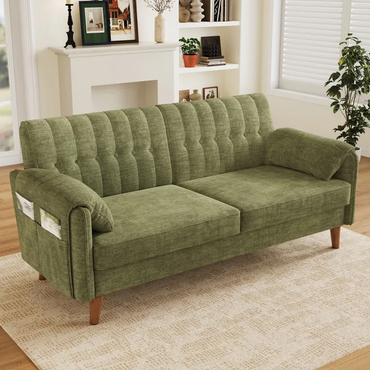2-Sitzer Sofa B 161,5 x T 79 x H 83,5 cm aus Chenille mit Knopfheftung