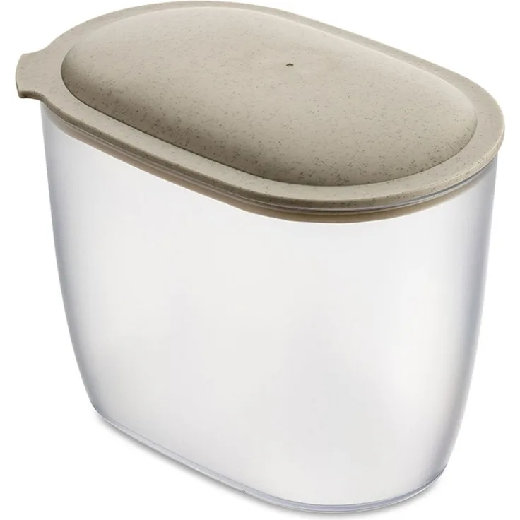 koziol 4064700 Universalbehälter 1 4 l Sand Transparent Abnehmbarer Deckel Oval 113 mm