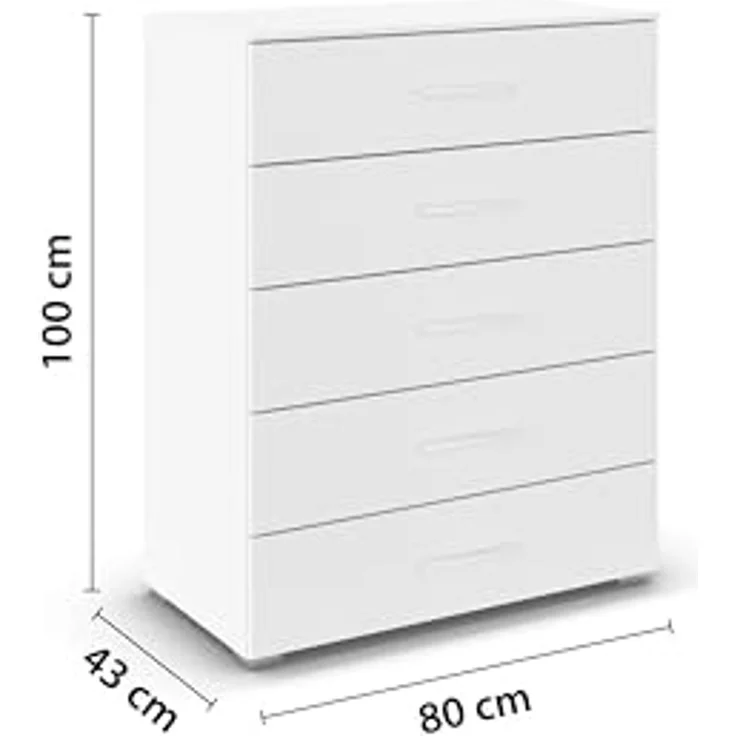 rauch Aditio Box, Kommode, 5 Schubladen, mit Softclose-Funktion, Farbe Weiß, BxHxT 80x100x43cm – Bild 3