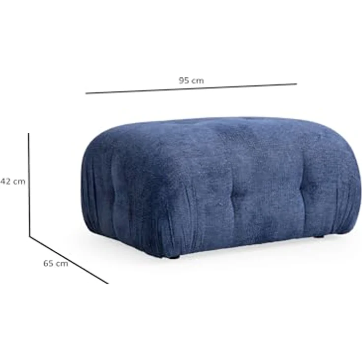 Atelier Del Sofa Stylish Night Blue Pouffe, 95 x 65 x 75 cm | Beech Wood & Chipboard Frame, 100% Polyester Fabric | Soft Foam & Pillows Included, Modern Design – Bild 2