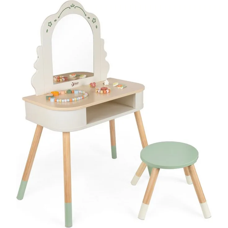 Classic World Magischer Schminktisch „Prinzessinnentraum“, 64x38,8x90,6cm, inkl. Hocker und Schmuck-Accessoires, für Kinder ab 3 Jahren