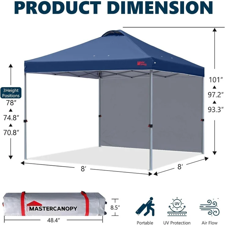 MasterCanopy 2,5x2,5m Pop up Pavillon Faltpavillon Marineblau – Bild 5
