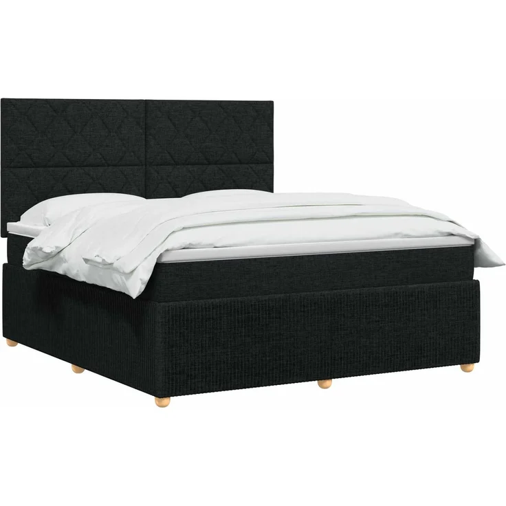 vidaXL LED Boxspringbett mit Matratze Schwarz 140x200 cm Stoff 3455883 – Bild 3