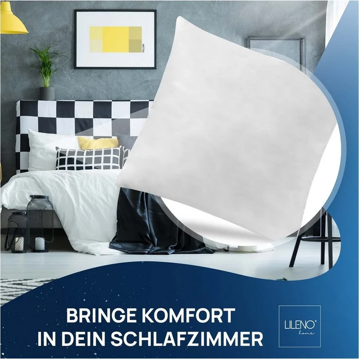 LILENO HOME Federkissen geeignet für Allergiker in verschiedenen Größen - Made in Germany, Füllung: 100% Federn, Rückenschläfer, Seitenschläfer, Bauchschläfer, Set, 4er Set, 40x40 cm – Bild 2