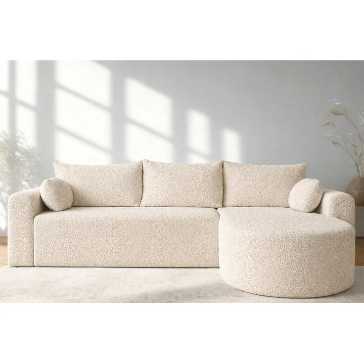 KRISAN MÖBEL Ecksofa GLOW in Beige Stoff QUELLE 255 x 75 x 182 cm Modernes Design trifft auf höchsten Komfort – Bild 5