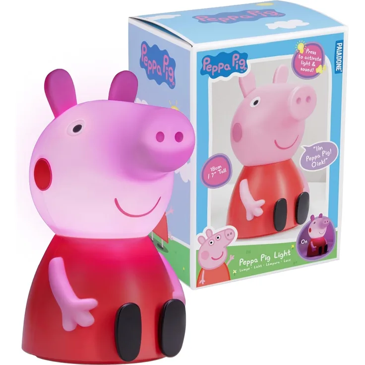 Peppa Pig Paladone Figur Lampe mit Sound - Offiziell lizenziertes Baby-Nachtlicht, Kinderzimmer-Zubehör & Dekor
