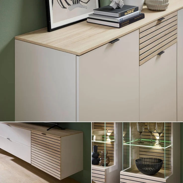 INA Sideboard in Schilfgrün, Artisan Eiche Optik FSC-Zertifiziert - Moderne Kommode mit Schublade und viel Stauraum - 180 x 90 x 45 cm (B/H/T) – Bild 6