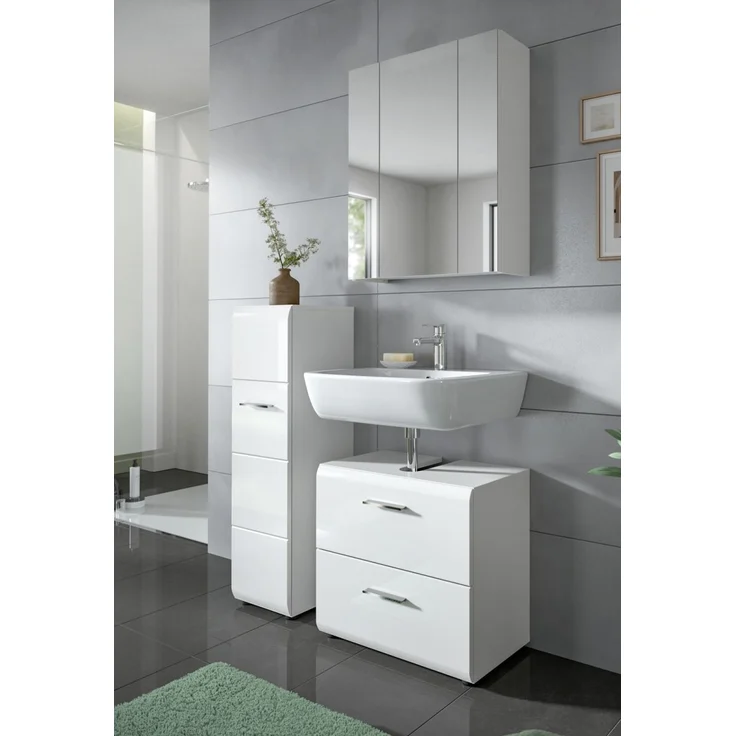Badezimmer Kommode Cover in weiß Hochglanz 30 x 106 cm – Bild 6