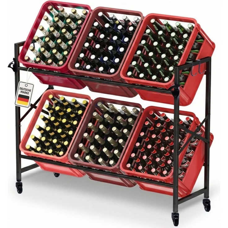Roxlin Ablageregal Getränkekistenregal für 3/6 Kisten – Metallregal mit Ablage 300 kg, 06-tlg. – Bild 1