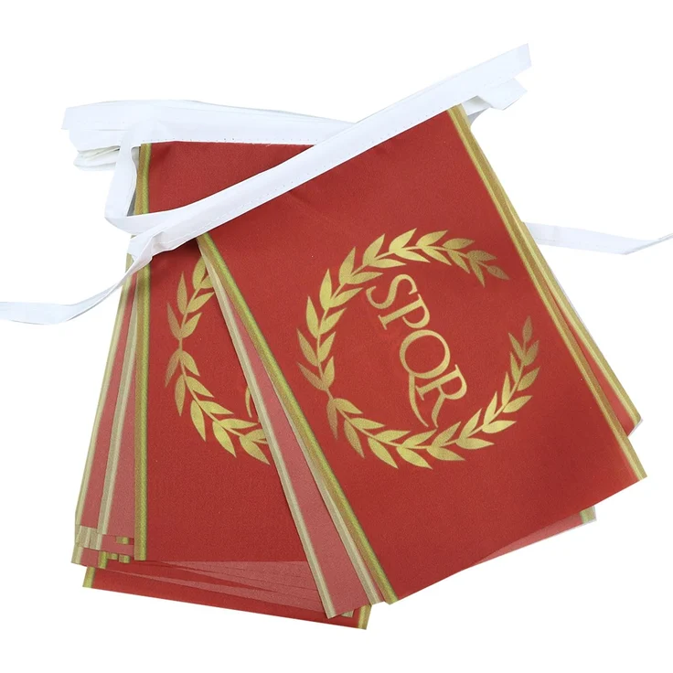 AZ FLAG - Fahnenkette Römische Kaiserzeit 6 Meter Mit 20 Flaggen - 21x14 cm - Rom Girlande Flaggenkette 14x21 Cm